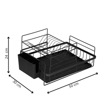 БОЛЬШАЯ СУШИЛКА, ЧЕРНАЯ, С ПОДДОНОМ ДЛЯ КУХОННОЙ ПОСУДЫ