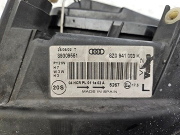 AUDI A2 SVĚTLO LEVÝ PŘEDNÍ OE EVROPA 8Z0941003K
