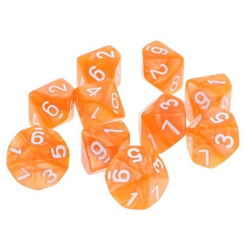 10pcs Multi Sided with Numbers Game Dies Toy for Boys Orange