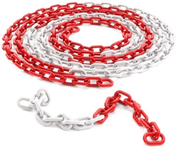 SUPER Łańcuch plastikowy BIAŁO-CZERWONY 6mm - 1m