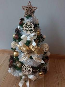 CHOINKA mała z dekoracją ubrana z lampkami 40 cm