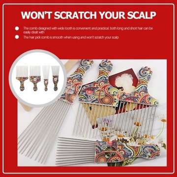 4 SZTUK Hair Pick Comb Afro Curly Pick Włosy