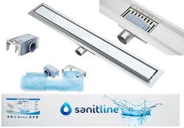 SANITLINE Odpływ liniowy 70cm Szklany Hartowany PL