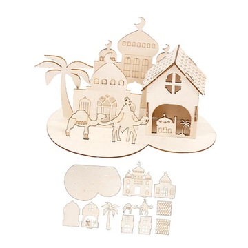 Ид Мубарак деревянное украшение собрать замок 3D головоломка креативный стиль А