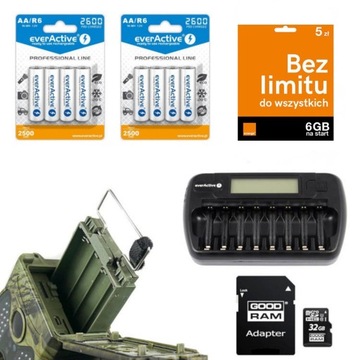 Zestaw zasilający HC-300M (8xAKU+SIM+SD+ŁADOWARKA)