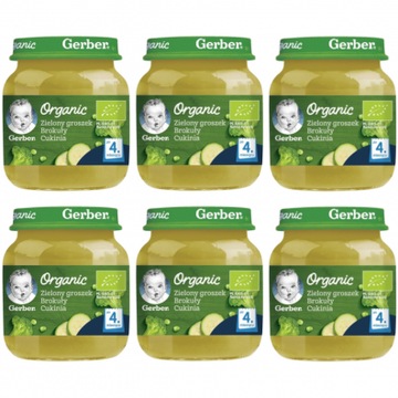 Obiadek Gerber Organic Zielony groszek brokuły cukinia 125g x6