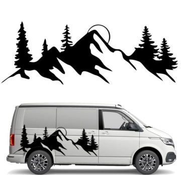 Nálepka Grafika na karavan a přívěs Hory Mountains Las Forest 45x126