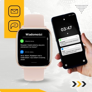 ZEGAREK SMARTWATCH DAMSKI POLSKIE MENU ROZMOWY PULS CIŚNIENIE SPORT 4 PASKI