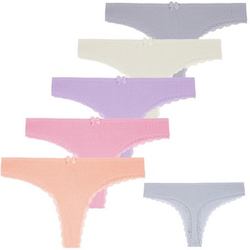 MAJTKI STRINGI DAMSKIE PRĄŻKOWANE ELASTYCZNE BAWEŁNIANE MORAJ R.M 5-PAK