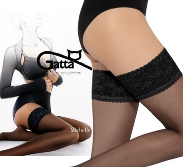 Pończochy samonośne GATTA Michelle lycra 3/4 nero