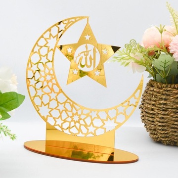 Eid Ramadan Moon Ornament Decor dla domu Gold C