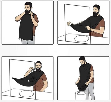 ФАРТУК ДЛЯ СТРИЖЕНИЯ БОРОДЫ И НАКИДКА ДЛЯ БОРОДЫ С ПРИСОСКАМИ ДЛЯ ЗЕРКАЛА