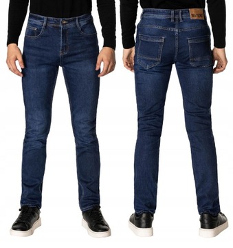 Spodnie Jeansowe Męskie Granatowe Texasy Dżinsy BIG MORE JEANS N27 W42 L32