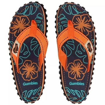 Gumbies Islander Flip Flops Unisex Orange Hibiscus