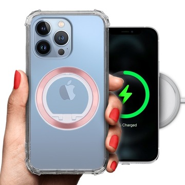 Etui Ochronne Antishock MAGSAFE do IPHONE 13 PRO Pierścień Uchwyt ROSE GOLD