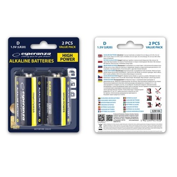 ESPERANZA BATTERIES D LR20 2 шт. - ЩЕЛОЧНАЯ БАТАРЕЯ
