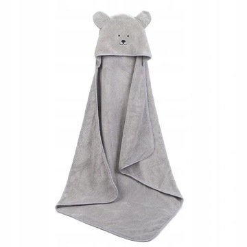RĘCZNIK KĄPIELOWY z kapturem 90x90 kaptur MIŚ GREY