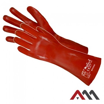Gumowe rękawice z PVC czerwone RPVCD35 długie 35 cm /10
