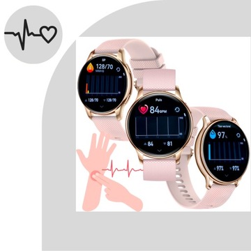 SMARTWATCH ZEGAREK DAMSKI ELEGANCKI ROZMOWY POWIADOMIENIA SPORT PULS MENUPL