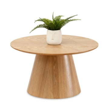 OKRĄGŁA ŁAWA KAWOWA Z DREWNA ZE STOŻKOWĄ PODSTAWĄ OTTAWA 80 DĄB FORNIR