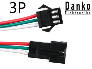 Złącze JST SM 3 Pin taśma LED wtyczka + gniazdo
