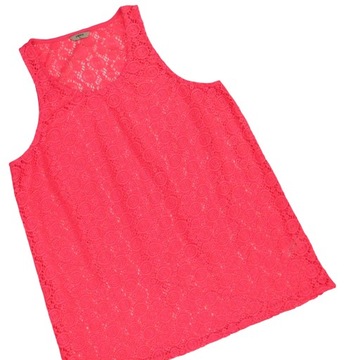 PAPAYA ażurowa plażowa tunika krótka sukienka neonowy róż 42/44