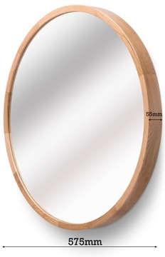 Круглое настенное зеркало для ванной комнаты LEJA fi575 ДУБ в деревянной раме СТИЛЬНОЕ