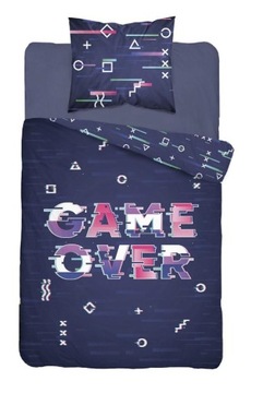 Pościel 160x200 Game Over Gamerska PlayStation Pad Gra Fluo Świecąca