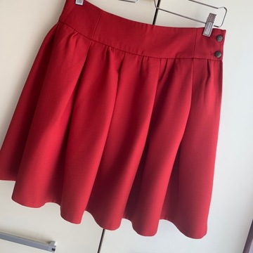 36 Zara Woman czerwona rozkloszowana plisowana spódnica mini