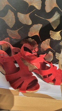 Czerwone koturny Graceland rozm. 40 sandały