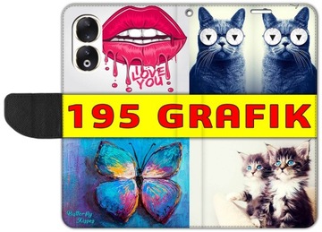 Etui Portfel FOTO Case STOJAK MAGNES WZORY OBUDOWA SZKŁO 9H do Honor 90 5G