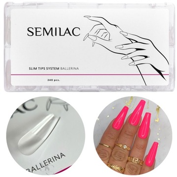 Semilac Slim tips system Ballerina zmatowione tipsy do paznokci 240szt