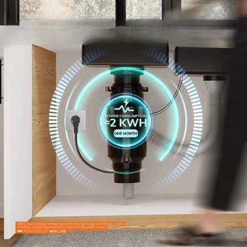 MŁYNEK DO ODPADÓW SPOŻYWCZYCH ROZDRABNIACZ POD ZLEW MAGNETYCZNY MIUI 1000ML
