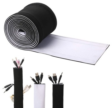 MASKOWNICA NA KABLE PRZEWODY OSŁONA NA RZEP 300CM CZARNA