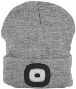 ЗИМНЯЯ ШАПКА С 4 СВЕТОДИОДНЫМИ ФОНАРИКАМИ, БЕЗОПАСНАЯ СЕРАЯ