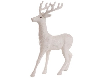RENIFER OZDOBNY BROKATOWY JELONEK 45 cm DUŻY BIAŁY