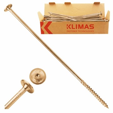 WKRĘTY CIESIELSKIE DO DREWNA 8x400 TALERZOWE TORX 50szt WKCP-08400 KLIMAS