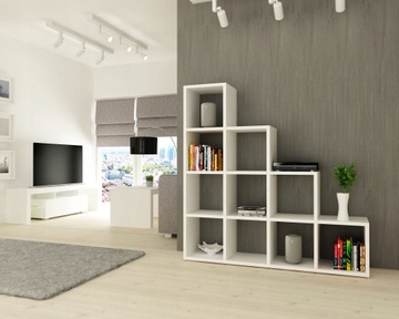 Современный книжный шкаф-лестница, полки из ДУБА САЧИНО СОНОМА