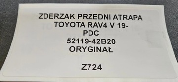NÁRAZNÍK PŘEDNÍ MŘÍŽKA TOYOTA RAV4 V 19- PDC