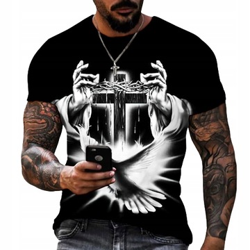 Koszulka męska z nadrukiem Jezus T-shirt 3D S