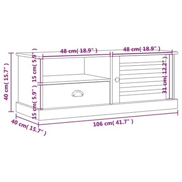 Szafka pod TV VIGO, 106x40x40 cm, lite drewno sosn