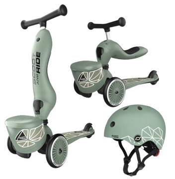 Scoot And Ride ZESTAW HULAJNOGA 2w1 + KASK LED XXS do S LIFESTYLE Green 1+
