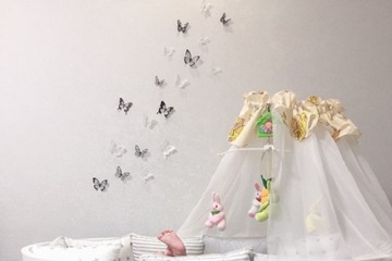 НАСТЕННЫЕ НАКЛЕЙКИ ЧЕРНО-БЕЛЫЕ БАБОЧКИ 3 D 18 ШТ. ДЕКОРАТИВНЫЕ