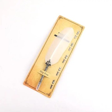 New Antique Nest feathers Quill Feather Dip Pen with 5 Nib Wedding Gift