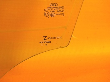 AUDI A6 4G C7 FL 42KM SKLO (OKNO) DVEŘE PŘEDNÍ LEVÝ DVOJITÁ 4G0845021C 2016
