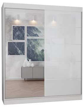SZAFA 2D 120CM BIAŁA fronty: lustro+lacobel BIAŁY