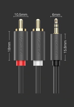 Кабель JACK 3,5 мм 2x RCA Chinch STEREO UGREEN HQ