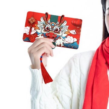 Китайский Лунный Новый год в красном конверте с пожеланиями на 2024 год, 6 слотов для карт, стиль