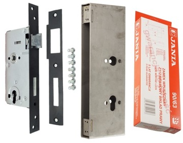 ZAMEK BRAMOWY JANIA NA WKŁADKĘ 90/63 (Z112) PRAWY + KASETA 90/63 PUSZKA