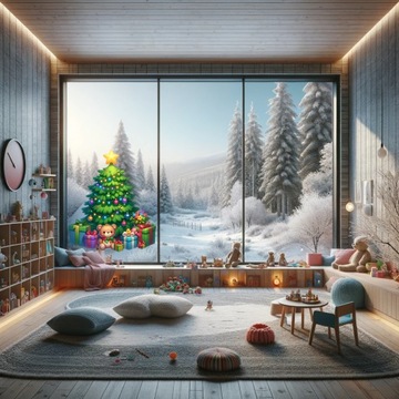 Новогодние наклейки, украшения на окна, стекло 50х60 для детской комнаты. Рождественская елка